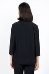 Organic Rags Vicki Cowl Neck Top in Black. Cowl neck pullover with 3 button detail at left shoulder. 3/4 sleeve. A line shape. Relaxed fit._t_35298300952776