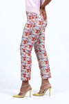Holland Ave Sammy Watercolor Ankle Pant in Multi. Abstract impressionist print in multi shades. No waistband pull on pant. Snug through hip and tapers slightly to hem. 28" inseam. Relaxed fit._t_34729787523272