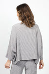 Organic Rags Check Print Crop Top in Cobblestone gray. Small textured check. Lightweight crew neck dolman sleeve oversized top with drop 3/4 sleeve. Swing shape. Oversized fit._t_34989469925576