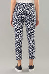 Lisette L Montreal Fortuna Ankle Pant in Navy with white vintage floral print. Pull on ankle pant with 3" elasticized waist band. Snug through stomach, slim to hem. 28" inseam._t_34960204169416