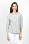 Top Ligne Striped Dolman Sleeve Top in Gray/White. Crew neck with banded neckline. 3/4 dolman sleeve with cuff. Horizontal stripes on 1 side of front and back; vertical on the other. Center seams. Relaxed fit._t_35020812517576