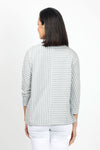 Top Ligne Striped Dolman Sleeve Top in Gray/White. Crew neck with banded neckline. 3/4 dolman sleeve with cuff. Horizontal stripes on 1 side of front and back; vertical on the other. Center seams. Relaxed fit._t_35020812320968