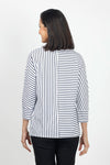 Top Ligne Striped Dolman Sleeve Top in White/Navy. Crew neck with banded neckline. 3/4 dolman sleeve with cuff. Horizontal stripes on 1 side of front and back; vertical on the other. Center seams. Relaxed fit._t_35020812386504