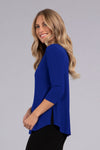 Sympli Go To Classic T Relax in Aruba blue. Crew neck 3/4 sleeve aline tee with curved hem. Relaxed fit._t_34358320103624