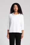 Sympli Slouch Sweatshirt in White. Draped cowl neck top with dolman 3/4 sleeve with cuff. Drop shoulder. Relaxed fit._t_35103235866824