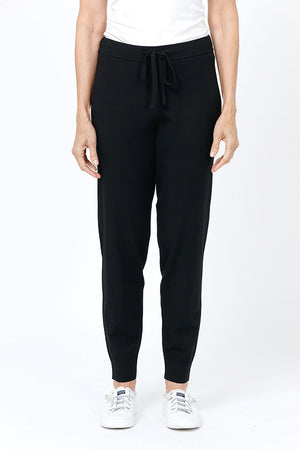 Lolo Luxe Solid Cuffed Jogger in Black.  Knit pant with elastic waist and drawstring.  Cuffed bottom.  Inseam: 29"_34654512316616