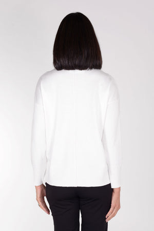 Metric Pullover Seam Sweater in White. Crew neck sweater with center seam detail and deep ribbed hem. Long sleeves with deep rib cuff. Classic fit._34767329755336