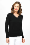 Metric Front Seam V Neck Sweater in Black.  V neck pullover long sleeve sweater.  Raised front center seam. Classic fit._t_35066019709128