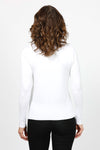 Metric Front Seam V Neck Sweater in White. V neck pullover long sleeve sweater. Raised front center seam. Classic fit._t_35066019610824