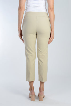 The Holland Ave Millennium Crop with Pocket in Stone. Techno stretch pull on pant with 2 front slash pockets. 2 1/2" waistband. Slim through leg. 26" inseam._34960222126280