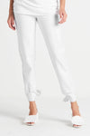 Planet Scuba Tied Up Pants in White. Pull on pant with 2" waistband. Slim leg with tie detail at hem._t_34953285927112