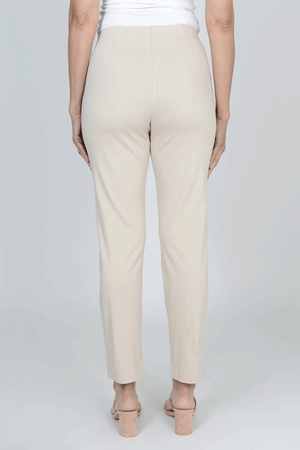 Holland Ave Sammy Denim Ankle Pant in Khaki. Pull on hidden waistband pant with faux zipper placket. Snug through hip and thigh falls straight to hem. 28" inseam._34827100520648