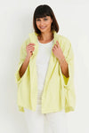 Planet Nylon Chic Cape in Citron. Cocoon shaped double faced nylon jacket with 2 openings for arms. Cross between cape and a poncho._t_35027710509256