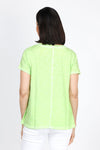Elliott Lauren V Neck Back Seam Tee in Lime. V neck short sleeve tee with back center seam and raw edge raglan sleeve detail. A line. Relaxed fit._t_35286629417160