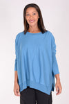 Planet Pima Oversized Crew Sweater in Lake blue. Crew neck sweater with long ribbed sleeves. Rib trim at neck and hem. Side slits. Oversized fit. One sizes fits many._t_34324330348744