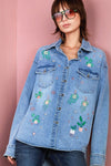 Billy T Hanging Plant Shirt in Denim blue.  Midweight hybrid shirt/jacket.  Pointed collar button down shirt with long sleeve and button cuffs.  2 front button flap patch pockets.  Back yoke.  High low hem.  Relaxed fit._t_35042070364360