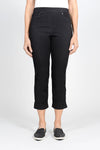 Holland Ave Becca Wide Cuff Pant in Black.  Pull on denim pant with faux pockets and faux zipper placket.  2" cuff.  Inseam: 23 1/2"_t_33565602971848