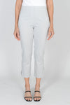 Holland Ave Susan Denim Crop Pant in Pearl gray. Pull on hidden waistband pant with faux zipper flap. Snug through hip falls straight to hem. Side slits. 25" inseam._t_34070715433160