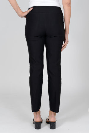 Lisette L Montreal Mercury 28" Ankle Pant in Black. Pull on pant with 3" waistband. Snug through hip and thigh falls straight below knee. 28" inseam._33981067231432