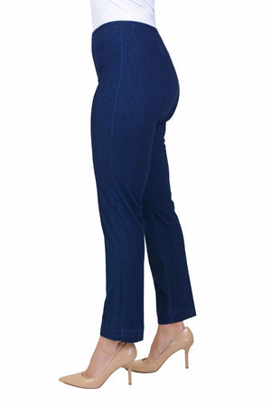 Holland Ave Sammy Denim Ankle PantHolland Ave Sammy Denim Ankle Pant in Denim. Pull on hidden waistband pant with faux zipper placket. Snug through hip and thigh falls straight to hem. 28" inseam._8326619431010
