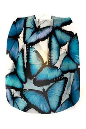 Blue Butterfly Luminaries, blue and black butterflys on translucent background_31563292999880