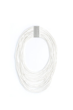 The Tight Rope Necklace is a multi-strand layered collar necklace made of lightweight, faux leather cords and secured by a hypoallergenic nickel snap magnet clasp._32558740930760