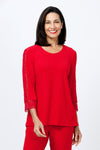 Ours Barbie Crochet Sleeve Top in Red. Banded crew neck with 3/4 sleeve. Crochet lace inset down center of sleeve. Crochet lace cuff. A line shape. Relaxed fit._t_34656862077128