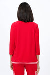 O.U.R.S. Lindsay 2 Layer Stripe Top in Red/White. 2 layer top with striped crew underlayer. Solid jersey scoop neck over layer. 3/4 sleeve. Side slits on top layer. Relaxed fit._t_34656921190600