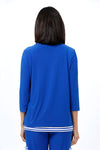 O.U.R.S. Lindsay 2 Layer Stripe Top in Royal/White. 2 layer top with striped crew underlayer. Solid jersey scoop neck over layer. 3/4 sleeve. Side slits on top layer. Relaxed fit._t_34656921321672
