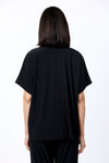 O.U.R.S. Stacey Ruched Front Top in Black. Crew neck dolman short sleeve top. Center front inset panel is softly gathered at the neckline and ruched at the hem. Inverted "U-shaped" hem. Plain back. Relaxed fit._t_34815855952072