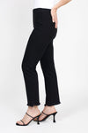 Holland Ave Frayed Denim Ankle Pant in Black. Pull on pant with elastic hidden waist. Slim leg with frayed hem. 27" inseam._t_35432074739912