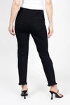 Holland Ave Frayed Denim Ankle Pant in Black. Pull on pant with elastic hidden waist. Slim leg with frayed hem. 27" inseam._t_35432074805448