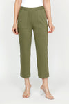 Holland Ave Patch Pocket Crop in 
Army.  1 3/4" elastic waistband.  2 front deep pockets, 2 rear patch pockets.  Snug through hip, falls wide to hem.  24 1/2" inseam._t_61395054494062