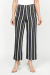 Holland Ave Lizzie Denim Stripe Wide Leg Pant.  Pull on pant with faux zipper placket and button.  2 front patch pockets.  2 rear patch pockets.  Snug through stomach, relaxed through hip and leg.  10" leg opening.  28" inseam._t_61343405015406