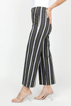 Holland Ave Lizzie Denim Stripe Wide Leg Pant.  Pull on pant with faux zipper placket and button.  2 front patch pockets.  2 rear patch pockets.  Snug through stomach, relaxed through hip and leg.  10" leg opening.  28" inseam._t_61343405048174