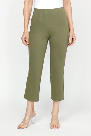 Holland Ave Sarah Wide Leg Crop in Army.  Hidden waistband pull on cropped pant.  Snug through hip, wider in leg.  Inseam: 25"_61393706123630