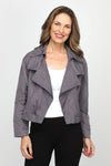 Planet Nylon Triple Collar Jacket in Lava. Cropped nylon long sleeve open jacket with oversized triple collar. One size fits most._t_60881118822766