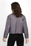 Planet Nylon Triple Collar Jacket in Lava. Cropped nylon long sleeve open jacket with oversized triple collar. One size fits most._t_60881118789998