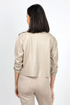 Planet Vegan Leather Triple Collar Jacket in Fawn. Triple collar cropped jacket with long sleeves._t_34953296904392