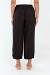 Organic Rags Crop Pant with Dart in Black. Elastic waist lightweight crinkle pant with balloon leg and darts at hem to taper. 26" inseam._t_34247545290952