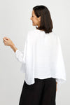 Organic Rags Sheer Sleeve Crop Top in White.  Crew neck dolman 3/4 sleeve top with square mesh grid on cuff.  One size fits many.  Oversized fit._t_60221954621806