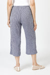 Organic Rags Check Print Easy Crop Pant in Admiral blue and White.  Crinkled check fabric.  Elastic waist with 2 side pockets.  Wide leg.  21" inseam._t_60035715367278