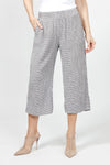 Organic Rags Check Print Easy Crop Pant in Cobblestone Gray. Crinkled check fabric. Elastic waist with 2 side pockets. Wide leg. 21" inseam._t_34989770342600