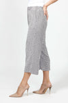 Organic Rags Check Print Easy Crop Pant in Cobblestone Gray. Crinkled check fabric. Elastic waist with 2 side pockets. Wide leg. 21" inseam._t_34989770211528