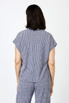 Organic Rags Check Cowl Top in Admiral blue/White.  Lightweight textured top.  Scoop neckline with mini cowl and short dolman sleeve with sewn cuff.  Side slits.  Relaxed fit._t_60035616014702