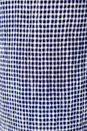 Organic Rags Check Print Easy Crop Pant in Admiral blue and White.  Crinkled check fabric.  Elastic waist with 2 side pockets.  Wide leg.  21" inseam._60035715400046