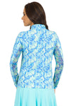 IBKUL Cora Print Mock Neck top in Jade/Blue. Mock neck 1/2 zip top with long sleeves. Mesh underarm panels. Moisture wicking UPF 50+ fabric. Unique Icefil technology keeps you 5 degrees cooler. Classic fit._t_34329556123848