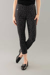 Lisette L Montreal Panda Thinny Crop. Stylized white dot print on a black background.  Pull on pant with 3" waistband.  Snug through stomach, hip, thigh and leg.  25" inseam._t_34999393648840