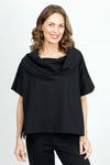 Planet Scuba Drape Neck Top in Black.  Drape cowl neck with short dolman sleeves.  Scuba fabric.  Side slits.  Boxy shape. Oversized fit._t_36030539432136