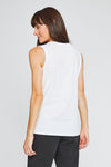 Neon Buddha Tank Top with Pocket in White. Crew neck sleeveless tank with off center seaming. Piece construction with cotton and stretch jersey. Single front button pocket. Step hem. Relaxed fit._t_35323304935624